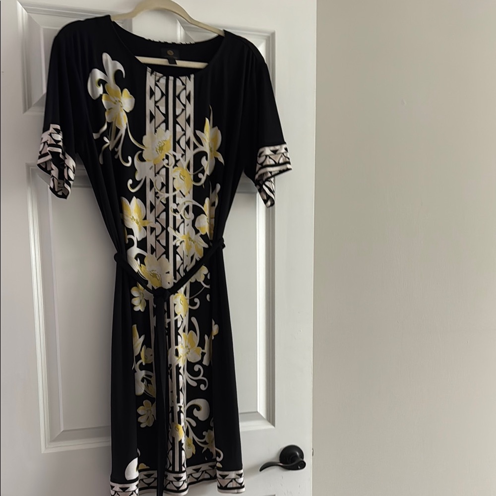 JM Collection Black and Cream Striped Dress